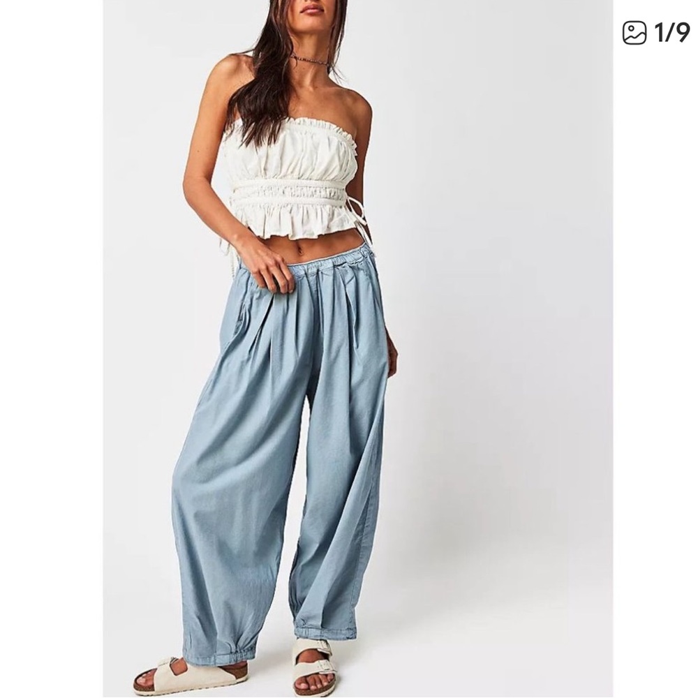 Free People Women's Light Blue Wide-Leg Pants. NWT.